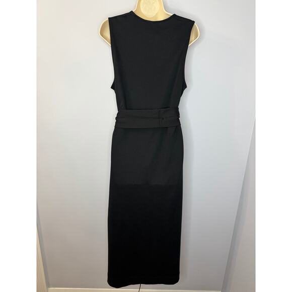Vince Square Neck Midi Dress Black Pima Cotton Jersey Wardrobe Essentials Sz M - Picture 8 of 13
